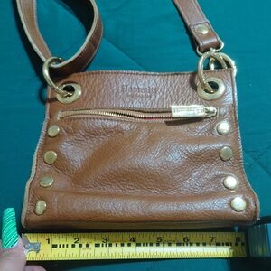 Hammitt Bag..Elegant Tan Leather Crossbody Bag with Gold Accents